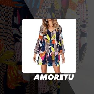 EUC Amoretu Geometric Print Swing Dress